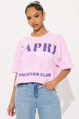 Capri Club Washed Oversized Tee - Pink