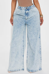 Lost In Love Baggy Trouser Jeans - Light Wash