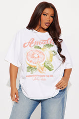 Amalfi Summer Washed Oversized Tee - Natural