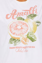 Amalfi Summer Washed Oversized Tee - Natural