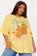 Veneto Spritz Summer Washed Oversized Tee - Yellow