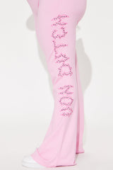 Von Dutch Fire Racer Rhinestone Flared Pant - Pink