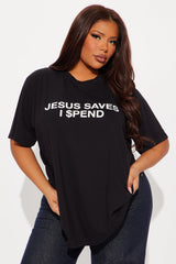 Jesus Saves Oversized Tee - Black