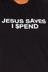 Jesus Saves Oversized Tee - Black