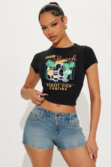 Miami Sunset Cantina Baby Tee - Black