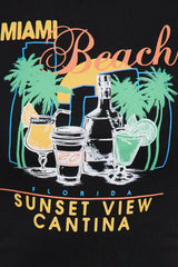 Miami Sunset Cantina Baby Tee - Black