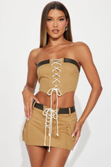Lover Girl Skirt Set - Khaki/combo