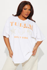 Tulum Sol Y Vida Washed Oversized Tee - Natural
