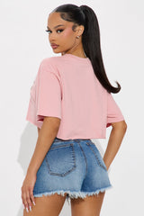 Lucky Horseshoe Cropped Tee - Mauve