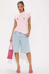 You Can Buy Me Ice Cream Baby Tee - Light Pink