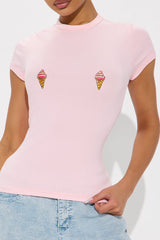 You Can Buy Me Ice Cream Baby Tee - Light Pink