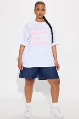 Tequila Cheaper Than Therapy Oversized Tee - White