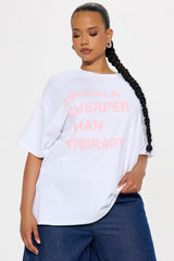 Tequila Cheaper Than Therapy Oversized Tee - White