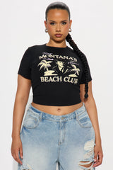 Tony Montana's Beach Club Ribbed Baby Tee - Black