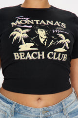 Tony Montana's Beach Club Ribbed Baby Tee - Black