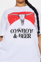 Vintage Cowboys & Beers Washed Tee - White