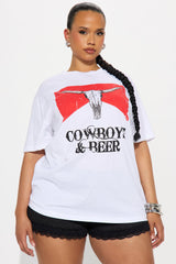Vintage Cowboys & Beers Washed Tee - White