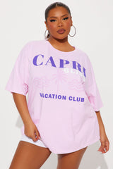 Capri Club Washed Oversized Tee - Pink