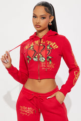 Ed Hardy Dragon Heart Front Zip Hoodie - Red
