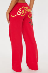 Ed Hardy Dragon Heart Wide Leg Pant - Red