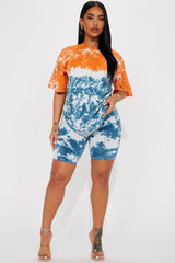 Come See Me Tie Dye Short Set - Blue/combo