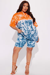 Come See Me Tie Dye Short Set - Blue/combo
