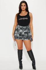 Fix It Patchwork Cargo Mini Skirt - Grey/combo
