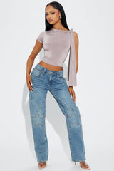 Sky Of Stars Stretch Straight Leg Jeans - Medium Wash