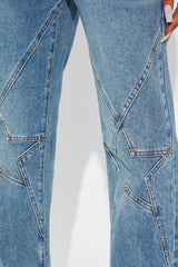 Sky Of Stars Stretch Straight Leg Jeans - Medium Wash