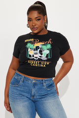 Miami Sunset Cantina Baby Tee - Black