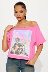 Jimi Hendrix Off Shoulder Top - Pink