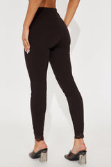 Trina Lace Trim Legging - Chocolate