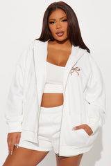 Wellness Club Bow Zip Hoodie - Ivory