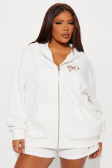 Wellness Club Bow Zip Hoodie - Ivory