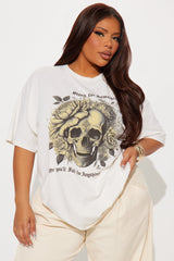 Stand For Something Skull Oversized Tee - Cream