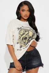 Stand For Something Skull Oversized Tee - Cream