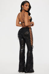 Star Of The Night Sequin Pant Set - Black
