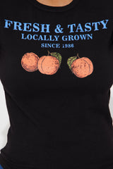 Fresh Peaches Baby Tee - Black