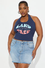 Land Of The Free Halter Top - Navy