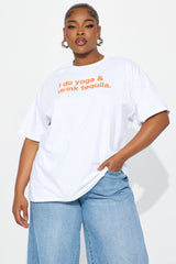 Do Yoga & Drink Tequila Oversized Tee - White