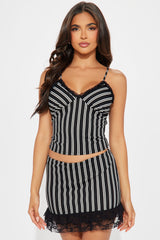 Can't Have Me Striped Skirt Set - Black/White