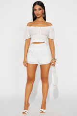 Very Cutesy Eyelet Short Set - White