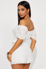 Very Cutesy Eyelet Short Set - White