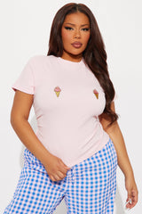 You Can Buy Me Ice Cream Baby Tee - Light Pink