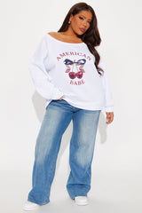 American Babe Cherry Crew Neck Sweatshirt - White