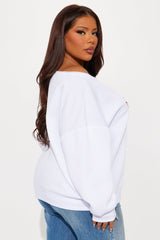 American Babe Cherry Crew Neck Sweatshirt - White