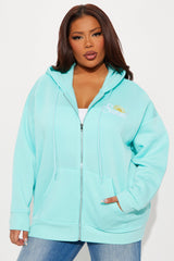 Summer Sunsets Zip Up Hoodie - Turquoise
