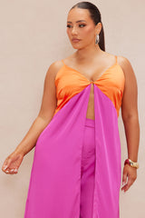 Gigi Flyaway Satin Pant Set - Pink/combo