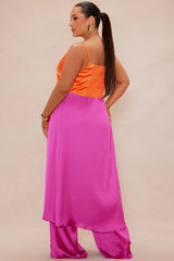 Gigi Flyaway Satin Pant Set - Pink/combo