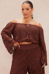 Marina Crochet Pant Set - Chocolate